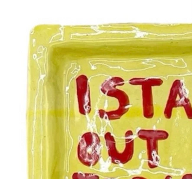 I Stay out too late trinket tray yellow and red