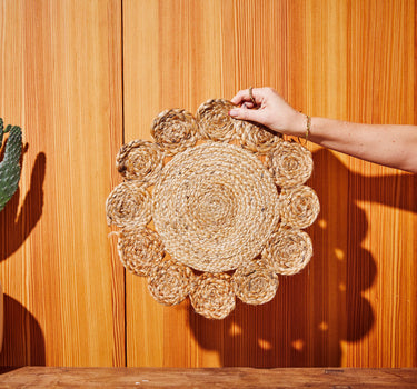 Placemat jute bloemetje