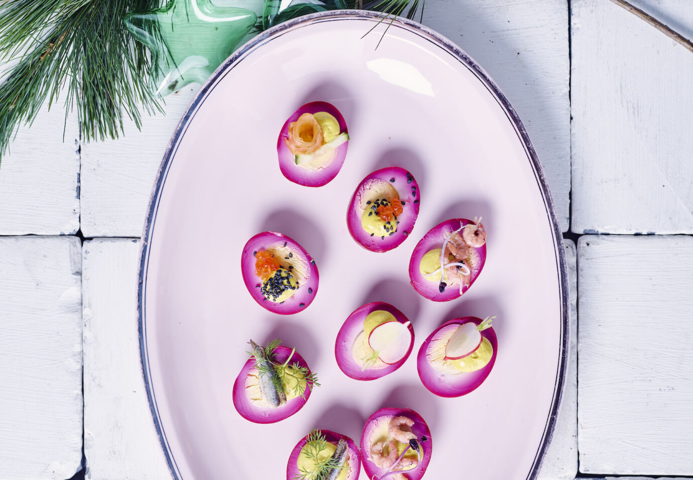 Pickled eggs met feest toppings door Sofie Dumont