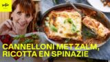 Cannelloni met zalm, ricotta en spinazie